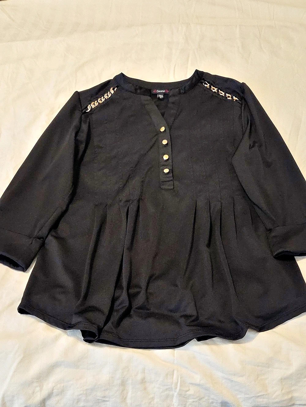 Cocomo Black Chain-Trim Blouse Size Medium